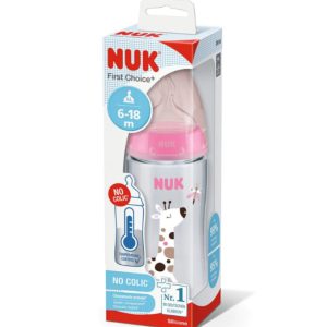 Mamadera Nuk Control Temperatura Jirafa 6-18 m x 300 ml